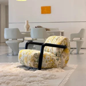 Cream Single Sofa Chair in solid wood — front view