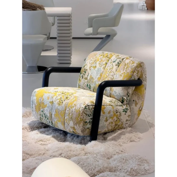 Cream-Style Armchair in mustard — in a room setting