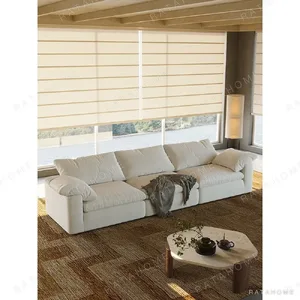 Cream Wabi-Sabi Cloud Sofa in Natural Linen — in a room setting