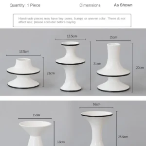 Dancing Form White Ceramic Bud Vases, Three Sizes in ivory — dimensions