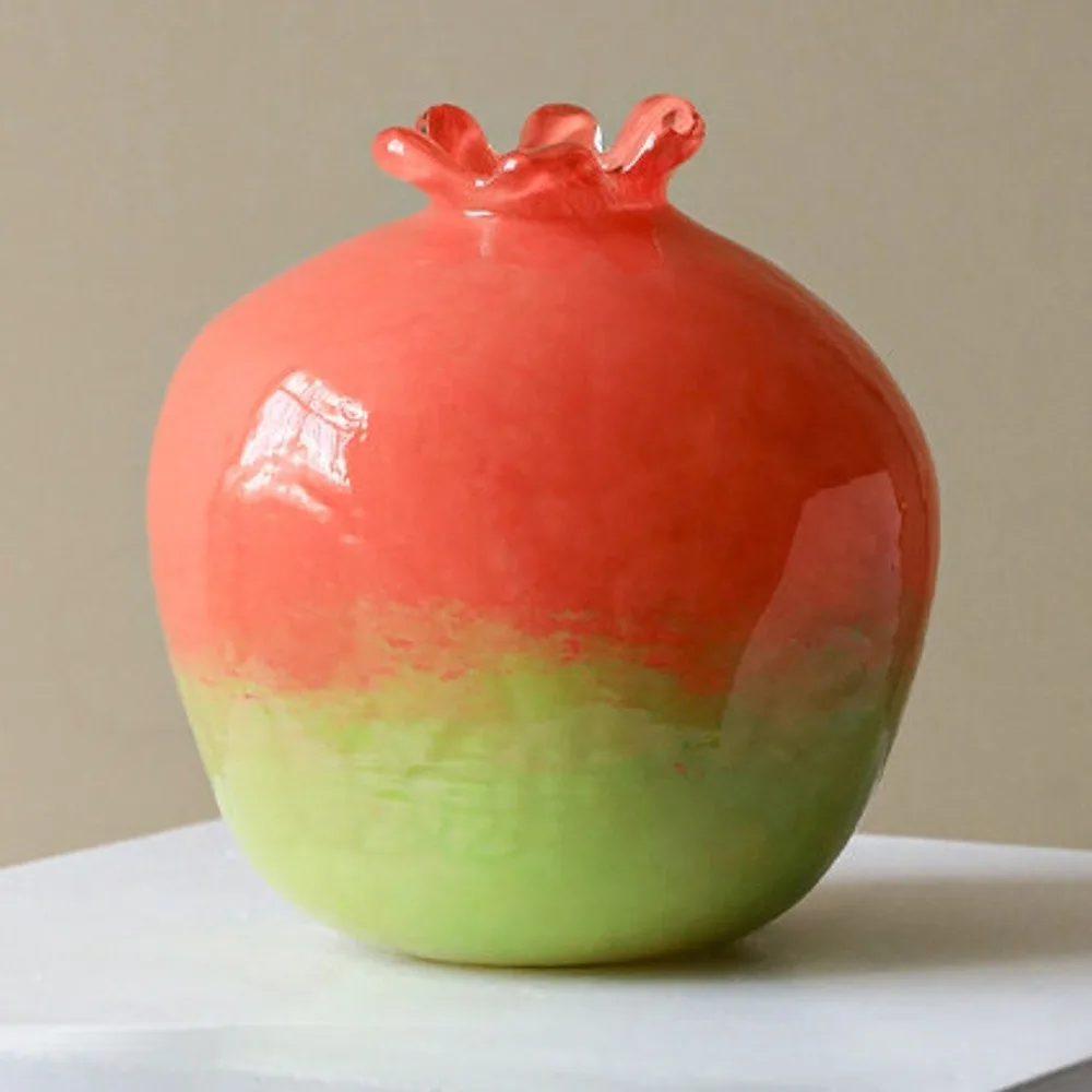 Pomegranate Glass Bud Vase in red — front view
