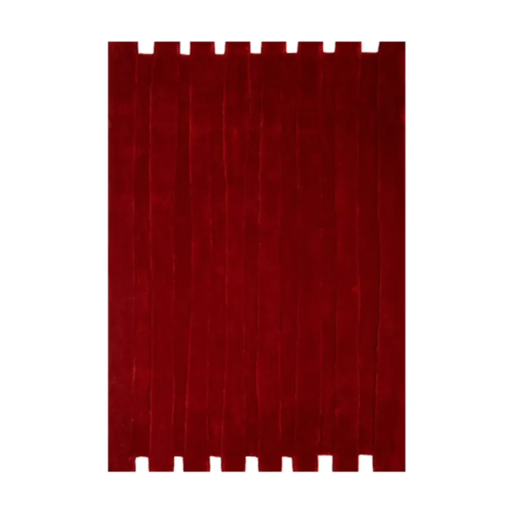 Crimson Corduroy Rug with Notched Ends in red — front view