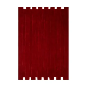 Crimson Corduroy Rug with Notched Ends in red — front view
