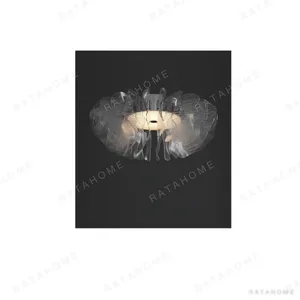 Crystal Petal Flush Ceiling Light in ivory — in a room setting