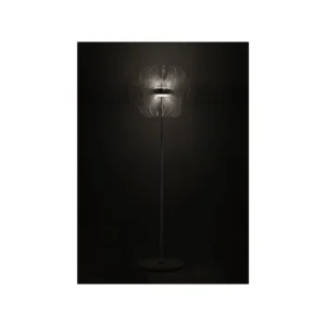Crystal Petal Floor Lamp on Chrome Stem and Marble Base in silver — in a room setting