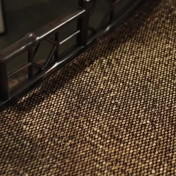 Curved Bamboo and Woven Cane Chaise Lounge in black — detail