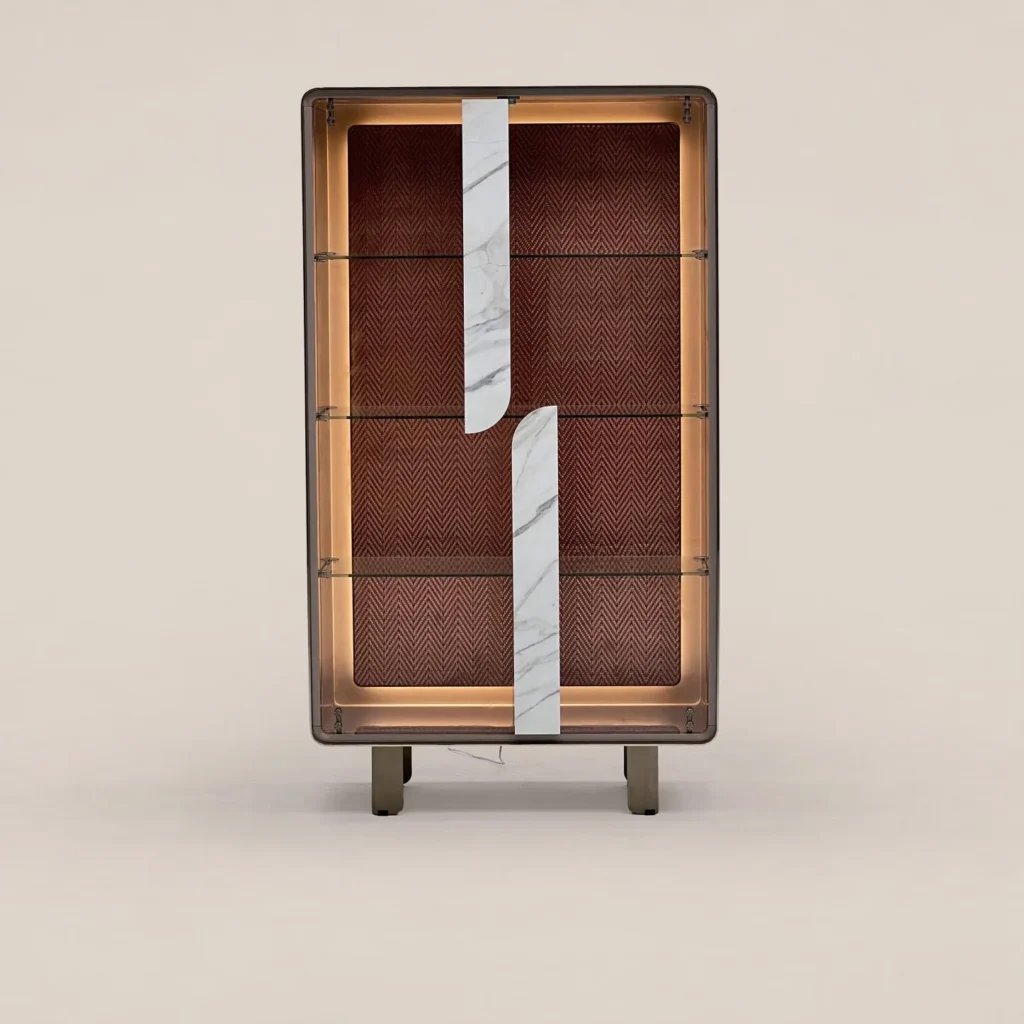 Curved Glass Display Cabinet in glass — front view