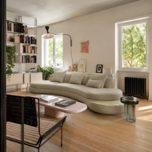 Curved Stone Sofa in natural stone — front view
