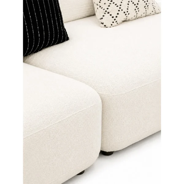 Curved Sofa in Cream Shearling with Rounded Modules — in a room setting