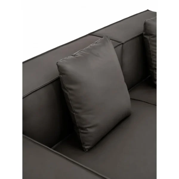 Tofu Block Modular Leather Sofa in Charcoal, 300 cm — in a room setting