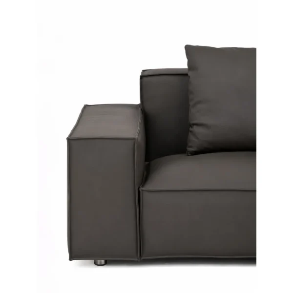 Tofu Block Modular Leather Sofa in Charcoal, 300 cm — in a room setting