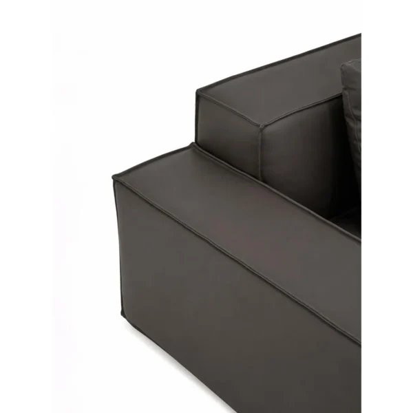 Tofu Block Modular Leather Sofa in Charcoal, 300 cm — in a room setting