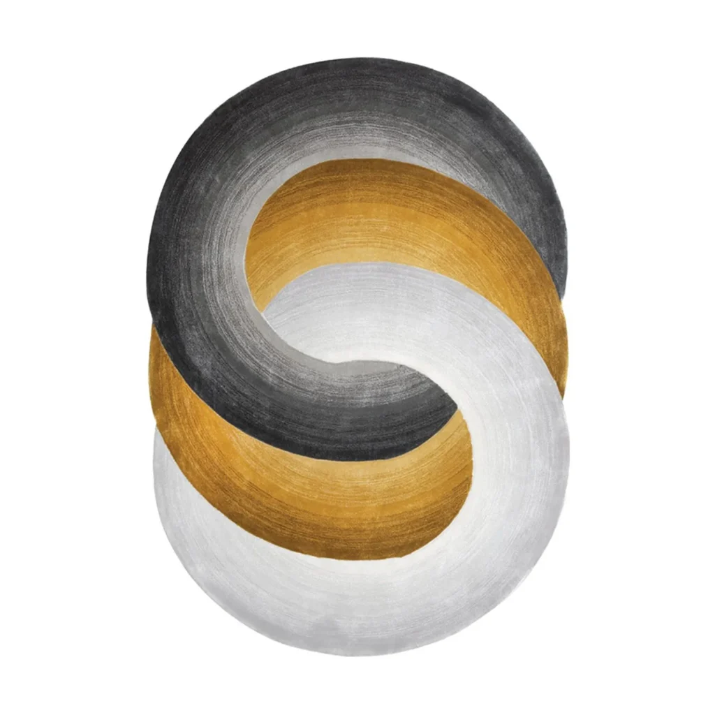 Custom Hand-Tufted Interlocking Rings Rug in slate — front view
