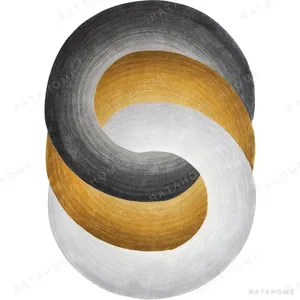 Custom Hand-Tufted Interlocking Rings Rug in slate — in a room setting