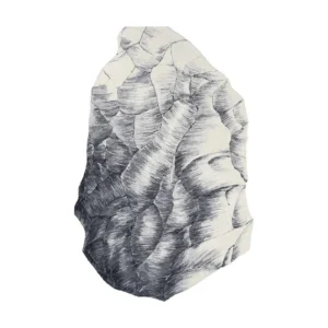 Custom Boulder Rug in Charcoal and Cream Sketch Lines — front view