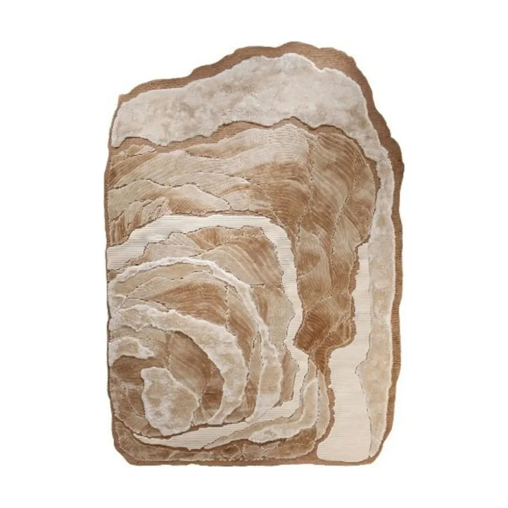 Custom Layered Stone Rug in Sand and Caramel — front view