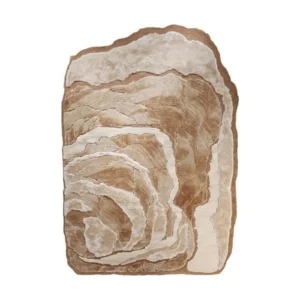Custom Layered Stone Rug in Sand and Caramel — front view