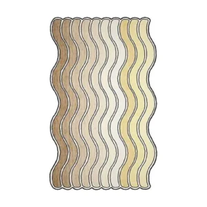 Custom Wavy Stripe Rug in Sand, Cream and Pale Yellow — front view