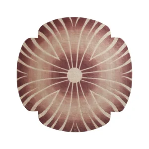 Custom Radiating Flower Rug in Plum and Cream — front view