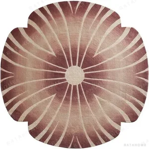 Custom Radiating Flower Rug in Plum and Cream — in a room setting