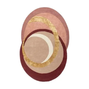Custom Overlapping Oval Rug in Blush, Burgundy and Gold — front view