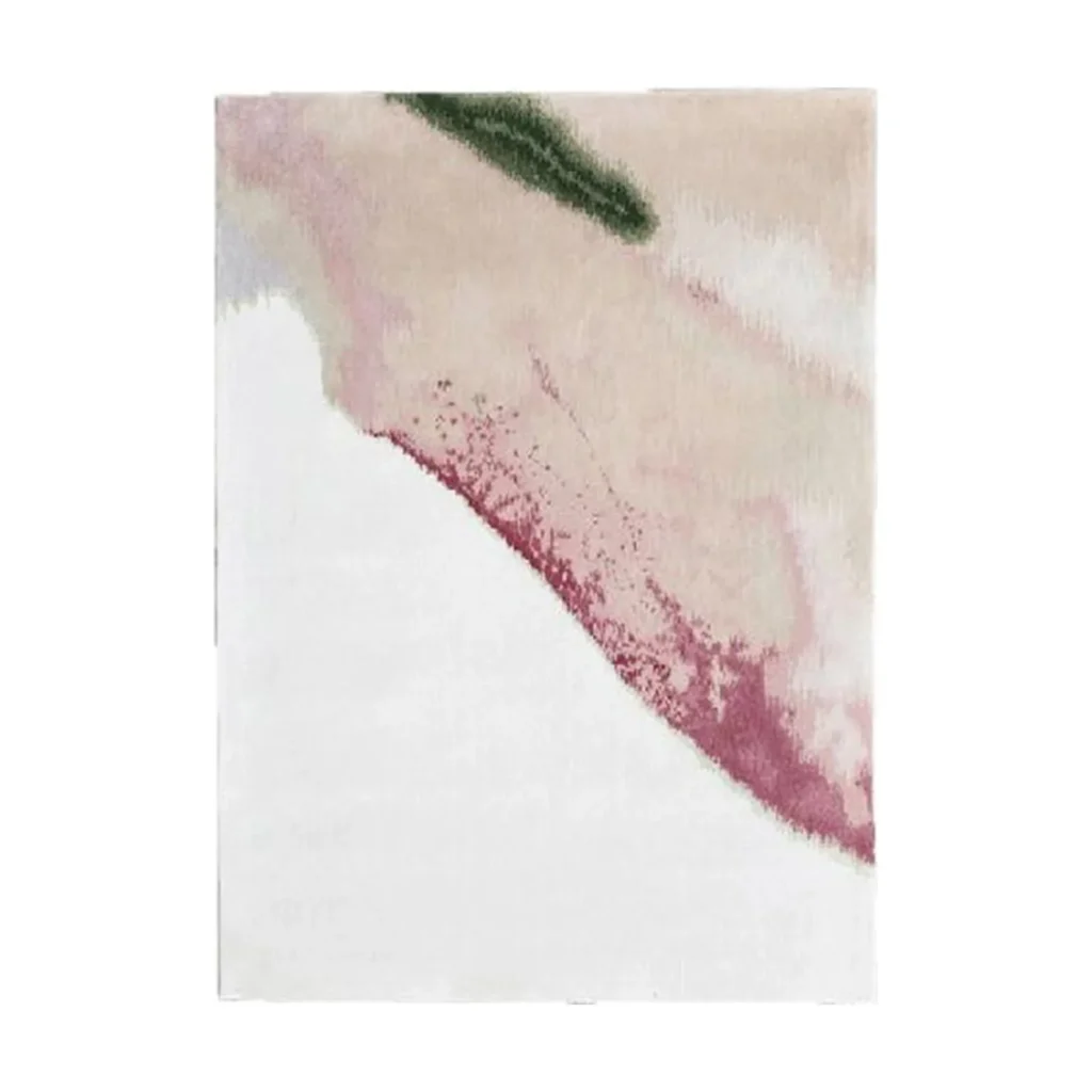 Custom Watercolour Wash Rug in Cream, Blush and Green — front view