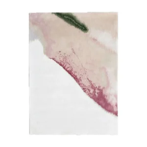 Custom Watercolour Wash Rug in Cream, Blush and Green — front view