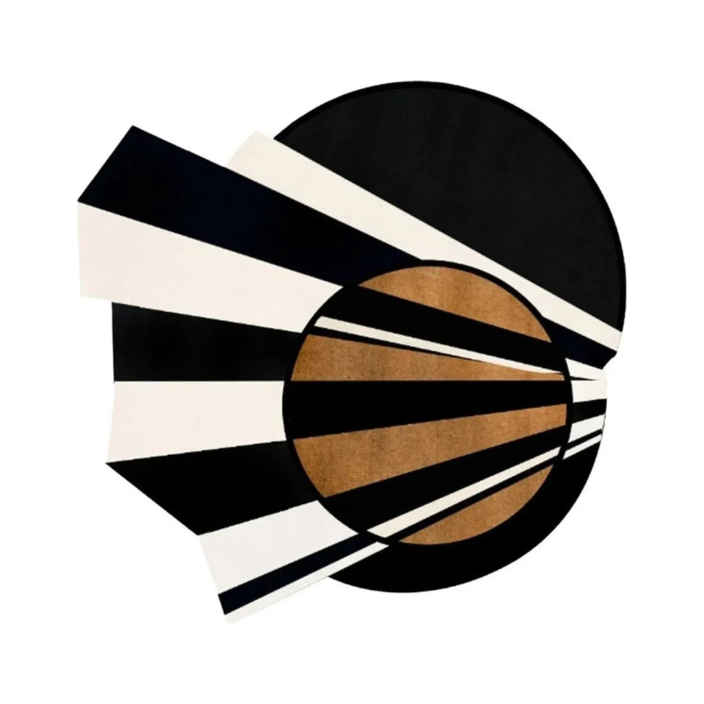 Custom Eclipse Rug in Black, Cream and Copper — front view
