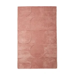 Custom Blush Rug with Tonal Circle Relief in rose stone — front view