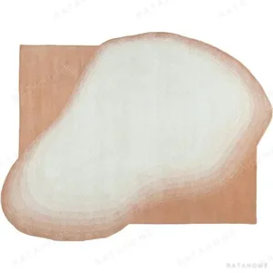 Custom Pond Rug in Cream and Peach with Irregular Edge — in a room setting