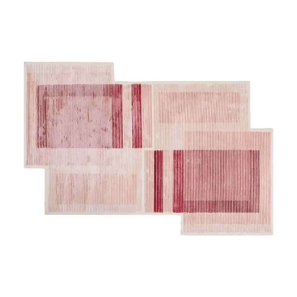 Custom Stacked Panel Rug in Blush and Rose Stripes — front view