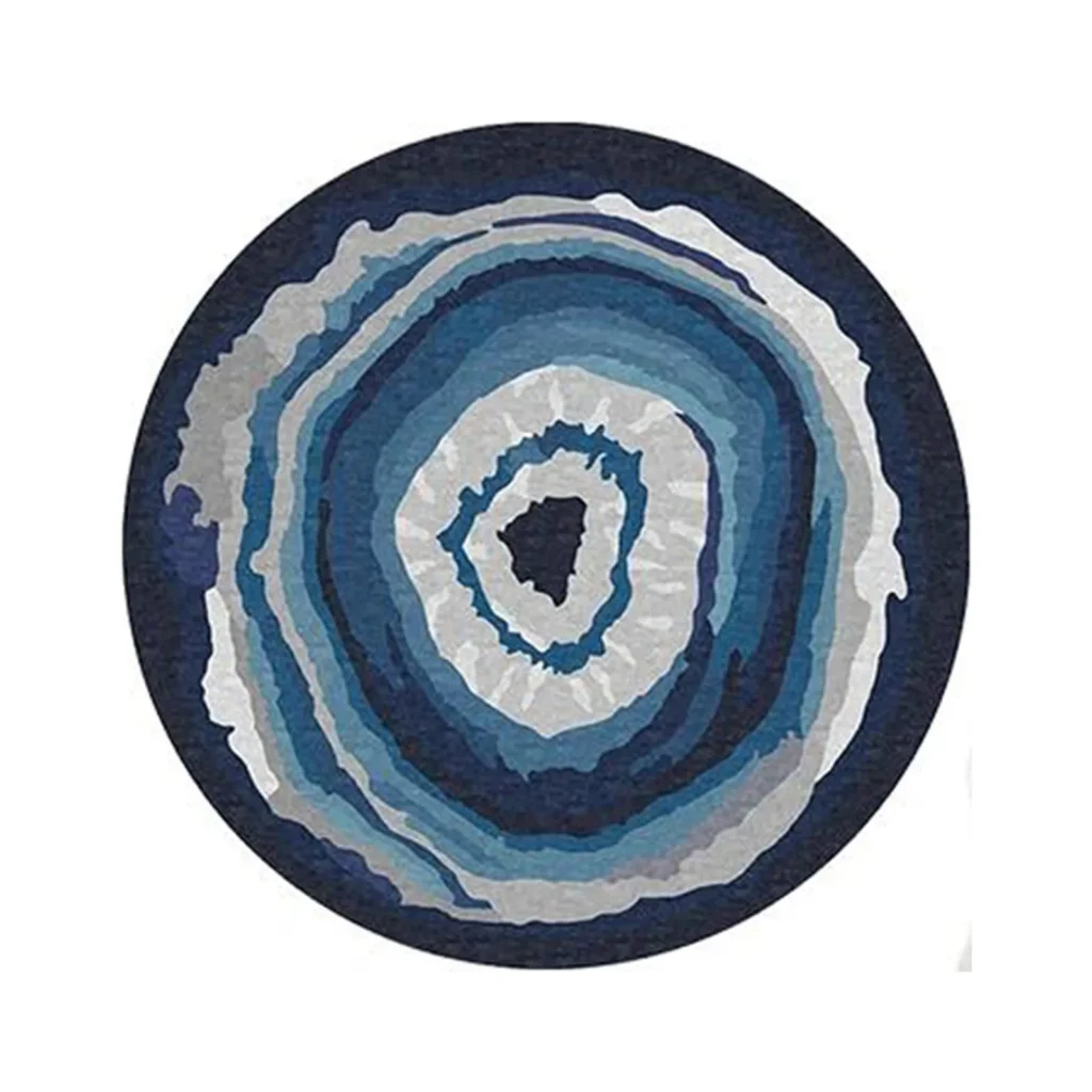 Custom Blue Agate Round Rug in blue — front view