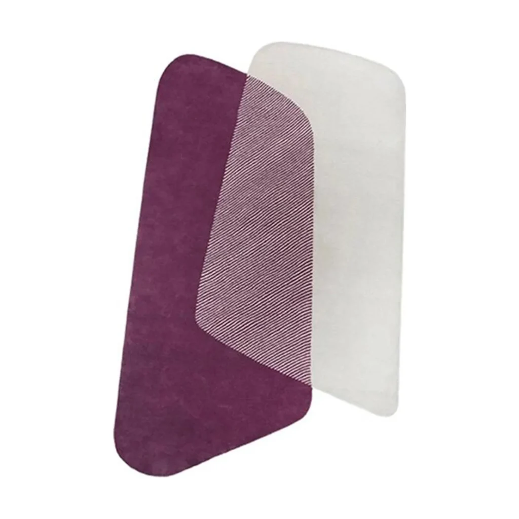Custom Overlapping Panel Rug in Plum and Cream — front view