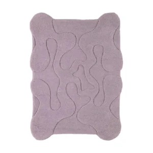 Custom Lilac Relief Rug with Wavy Edge in plum — front view