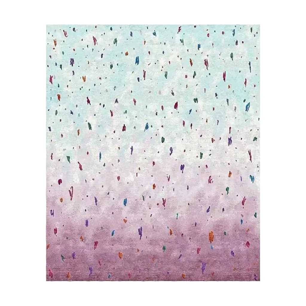 Custom Confetti Gradient Rug in Sky Blue and Lilac — front view