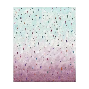 Custom Confetti Gradient Rug in Sky Blue and Lilac — front view