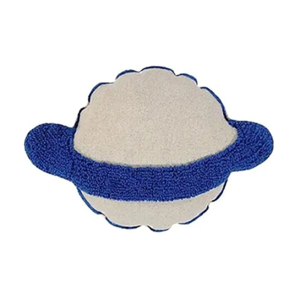 Custom Planet Rug in Cream with Blue Ring — front view