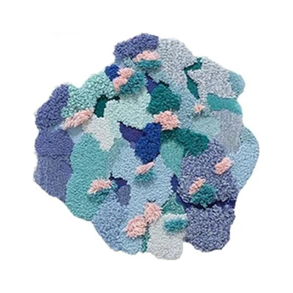 Custom Coral Reef Rug in Blue, Teal and Pink Shag — front view