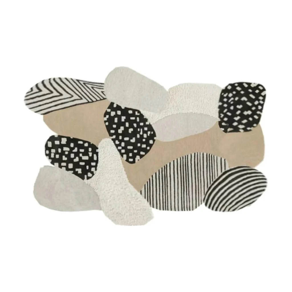 Custom Pebble Cluster Rug in sand — front view