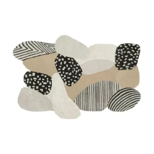 Custom Pebble Cluster Rug in sand — front view