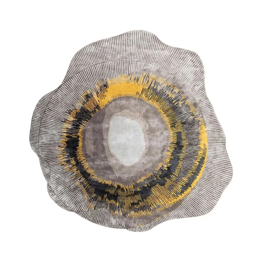 Custom Geode Rug in Grey, Black and Gold — front view