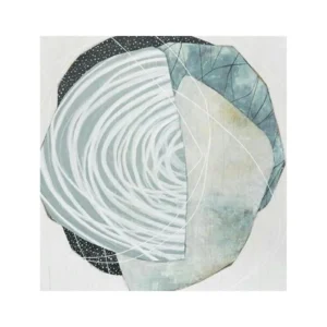 Custom Spiral Collage Rug in Sage, Grey and Cream — front view