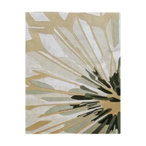 Custom Radiating Petal Rug in Sand, Sage and Olive — front view