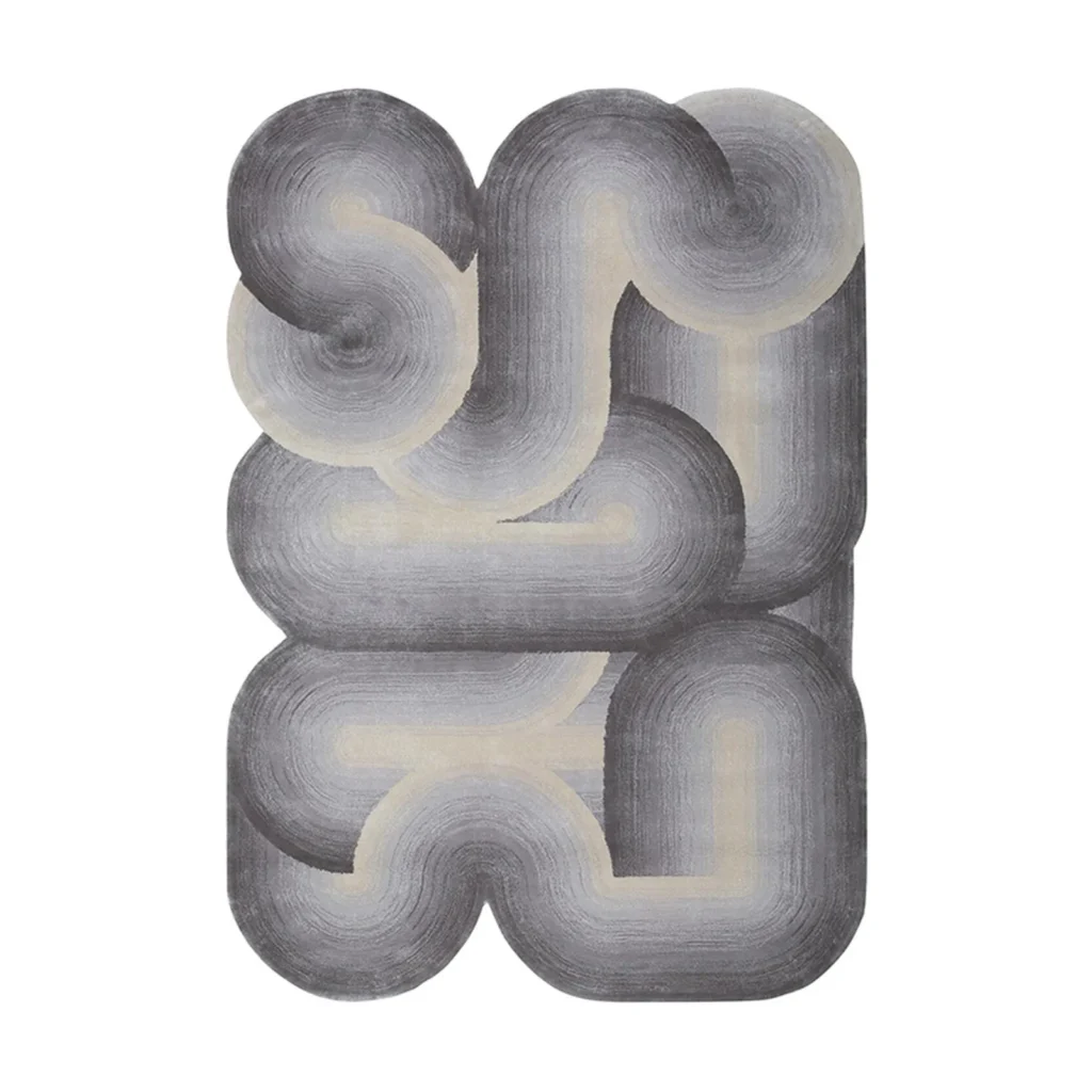 Custom Tube Maze Rug in Grey Gradient — front view