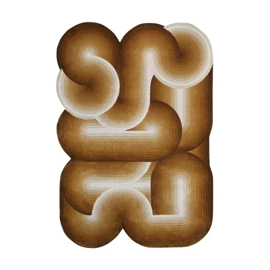 Custom Tube Maze Rug in Caramel Gradient — front view