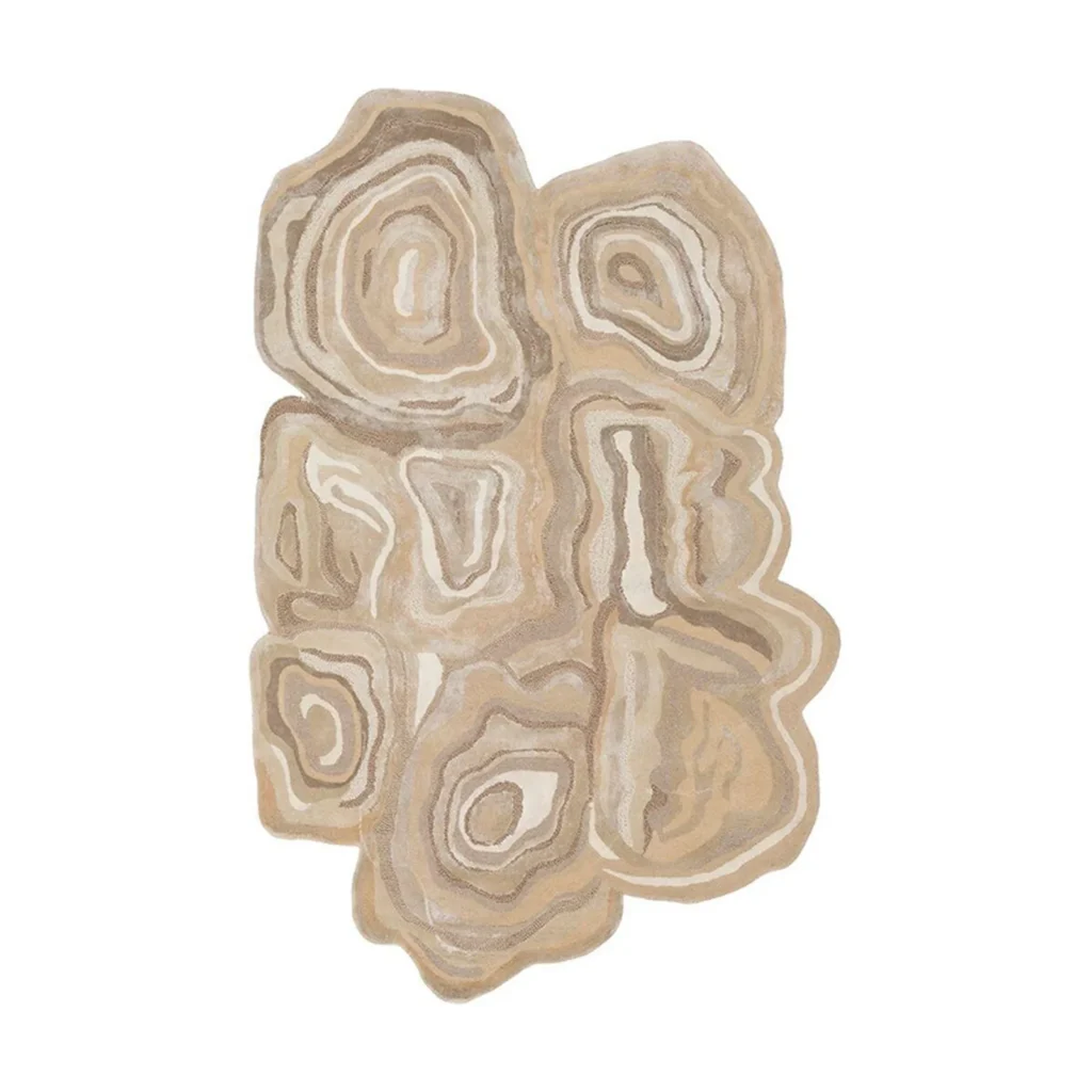 Custom Agate Cluster Rug in Sand and Cream — front view