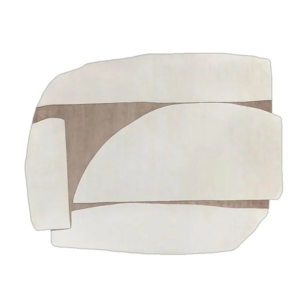 Custom Layered Paper Rug in Cream and Taupe — front view