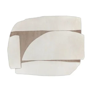 Custom Layered Paper Rug in Cream and Taupe — front view
