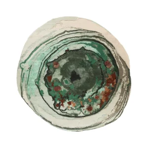 Custom Malachite Geode Rug in Green, Cream and Rust — front view