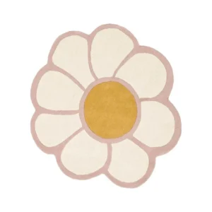 Custom Daisy Rug in Cream, Blush and Mustard — front view